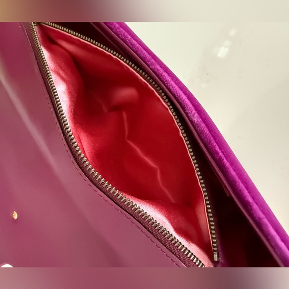 GUCCI GG Velvet Matelasse Loved Embroidered Medium Bag ~ Fuchsia Violet Cyclamen - Picture 14 of 16